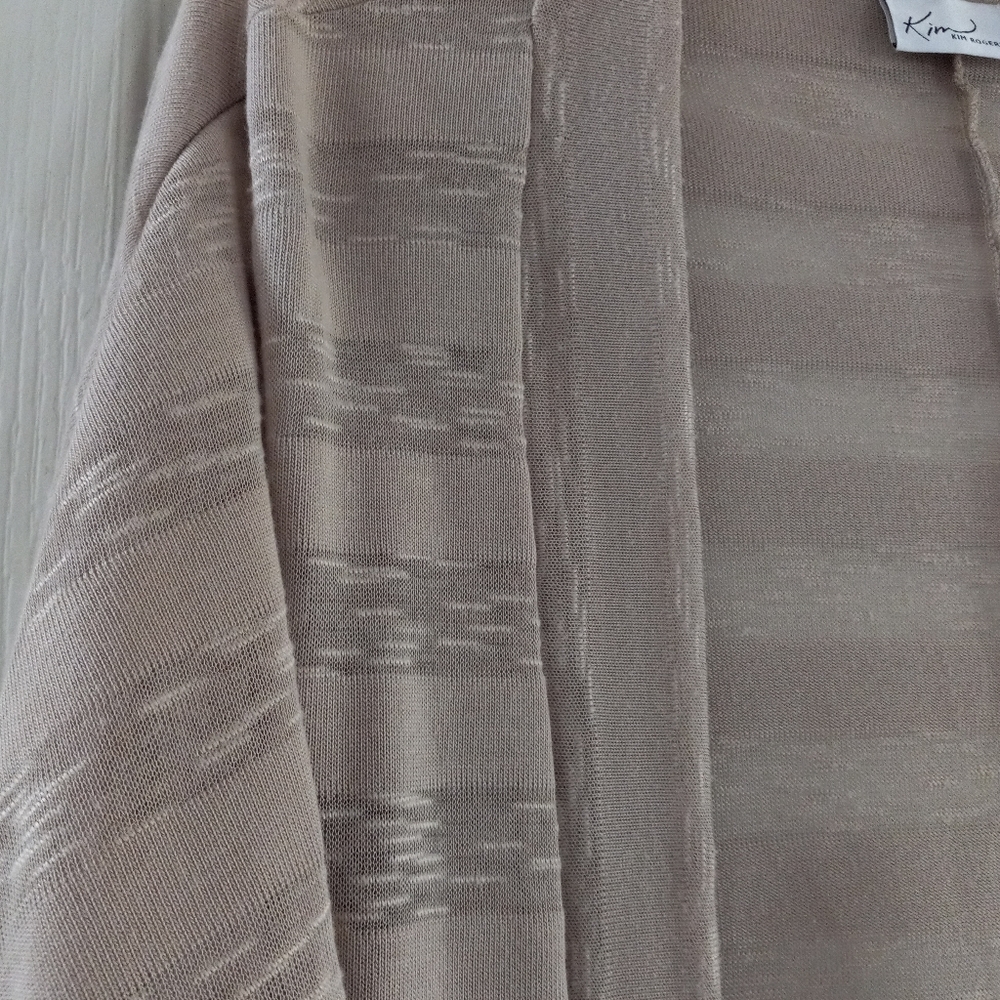 XL Kim Rogers Beige Short Sleeve Cardigan